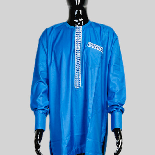 African Men's Formal Clothes, Traditional Long Sleeve Shirt with embroidery, Nigerian Senator's Outfits.