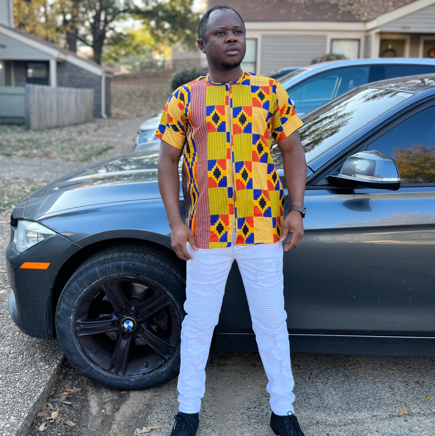 African Ankara Men's zipper Shirt