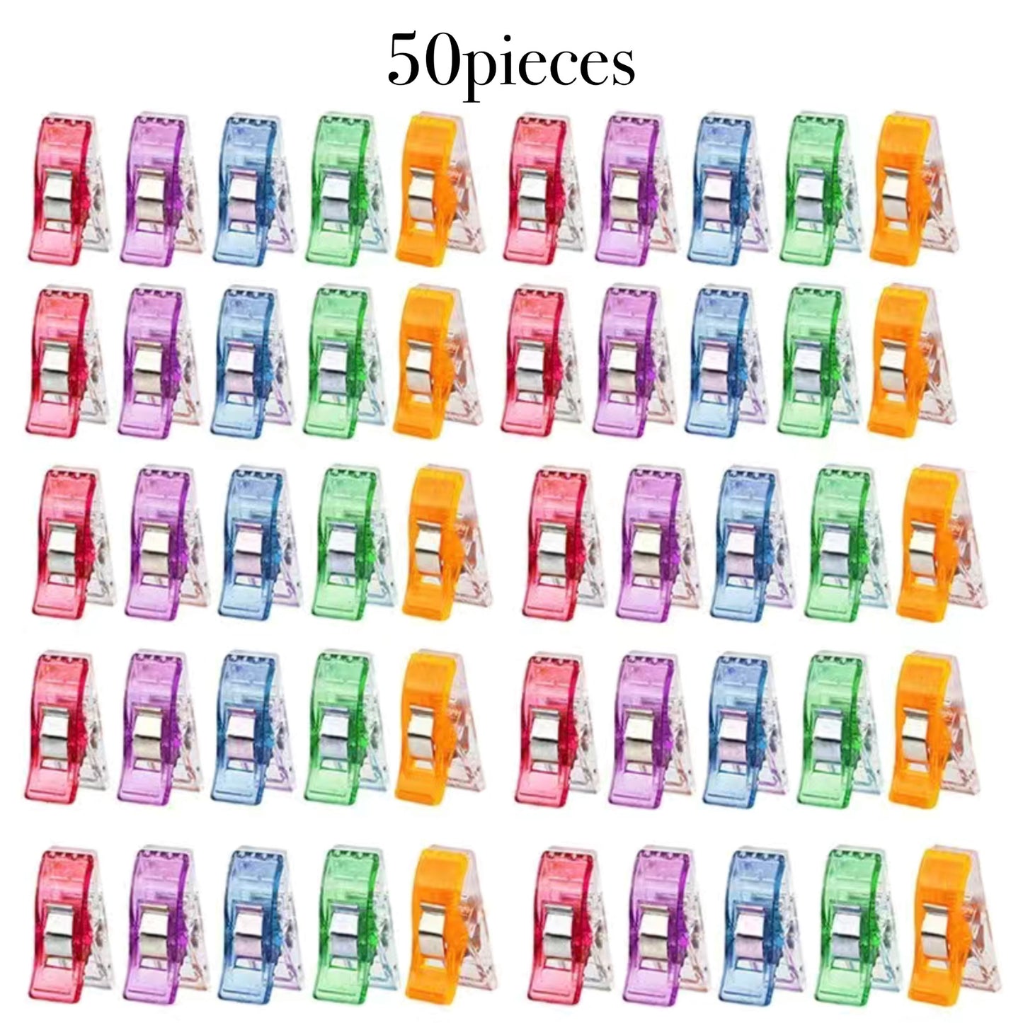 50pcs Sewing Colorful Clips ,Multipurpose Plastic Craft Safety Clothing Clips, Color Binding Clips
