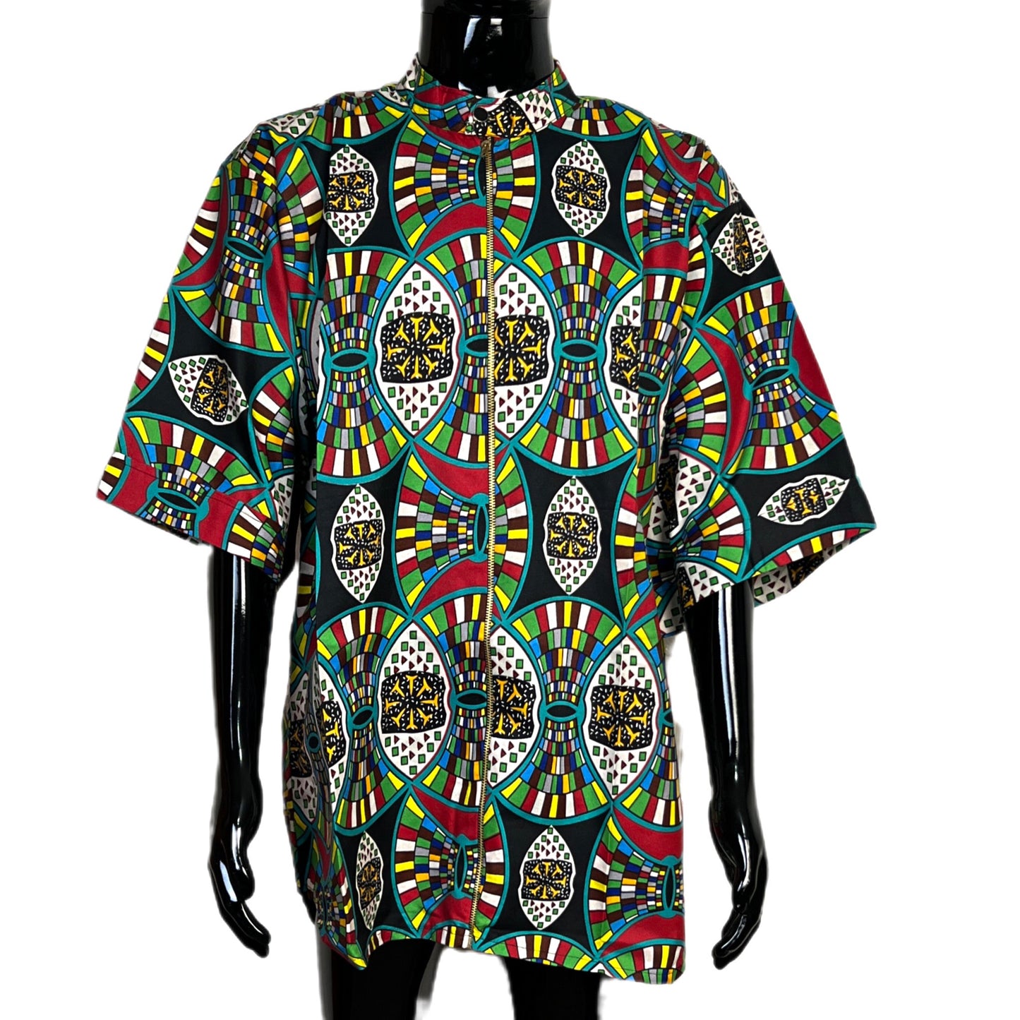 African Ankara Men's zipper Shirt